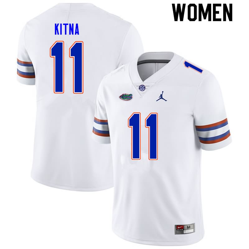 Women's NCAA Florida Gators Jalen Kitna #11 Stitched Authentic Nike White College Football Jersey VVQ8465MA